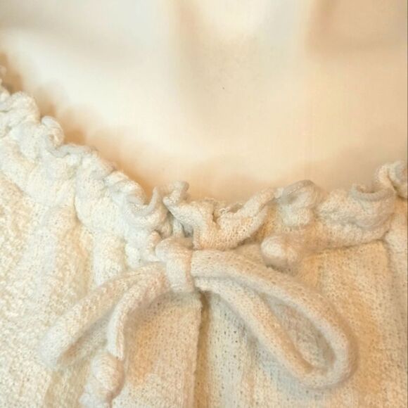 Madewell Texture & Thread Drawstring Top Smocked Round Neck Cotton Size XS - Picture 6 of 13